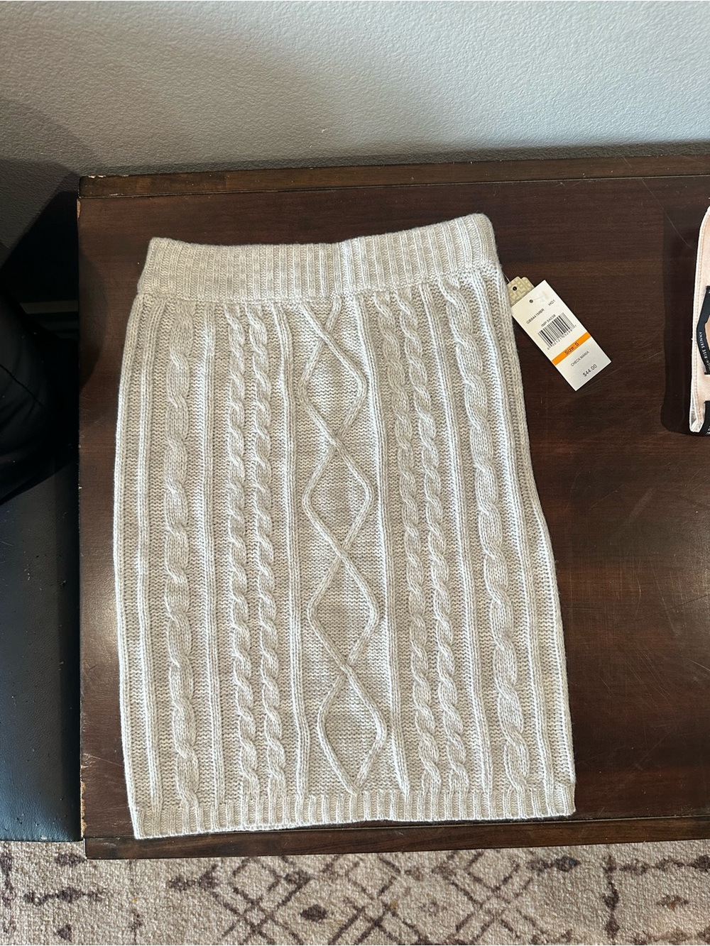 Gianni Bini Knit Cable Pencil Skirt - Cream